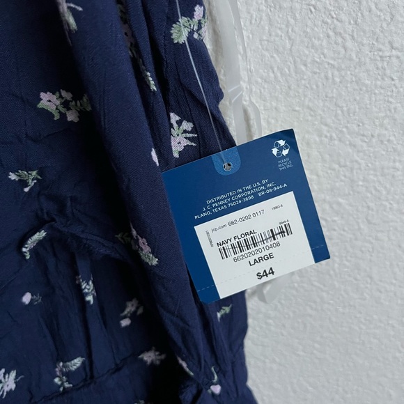 Arizona Jean Co. Large Navy Floral Midi Dress with Open Middle/ Stomach - Picture 5 of 7